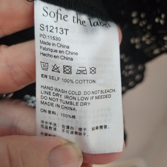 Sofie The Label Emi Eyelet Top Blouse Black Puff Sleeves M Medium - Picture 7 of 7